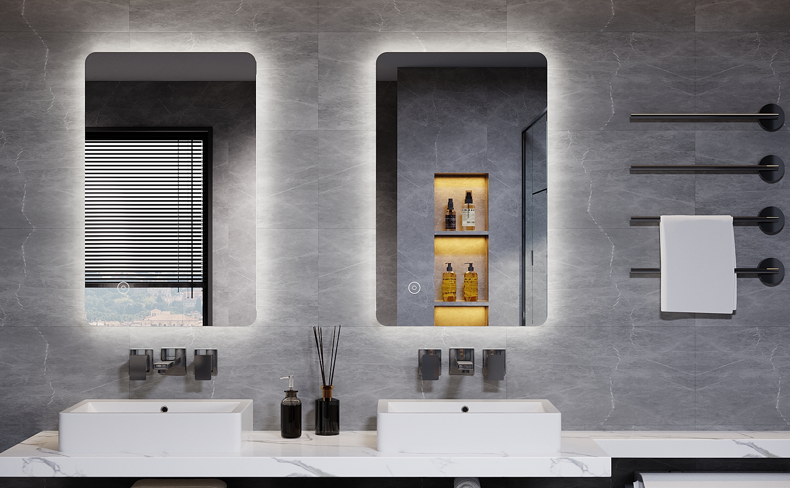 ELEGANT Backlit LED Illuminated Bathroom Mirror with Light Sensor